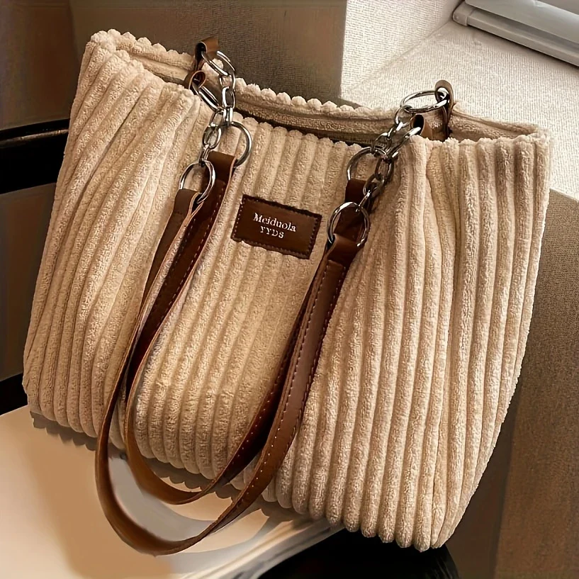 VIVA MUSE™ — SOLID COLOR SEXY CORDUROY TOTE SHOULDER BAG - Image 5