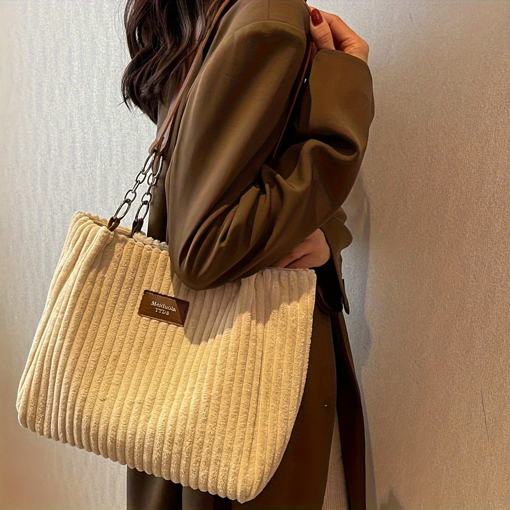 VIVA MUSE™ — SOLID COLOR SEXY CORDUROY TOTE SHOULDER BAG - Image 7