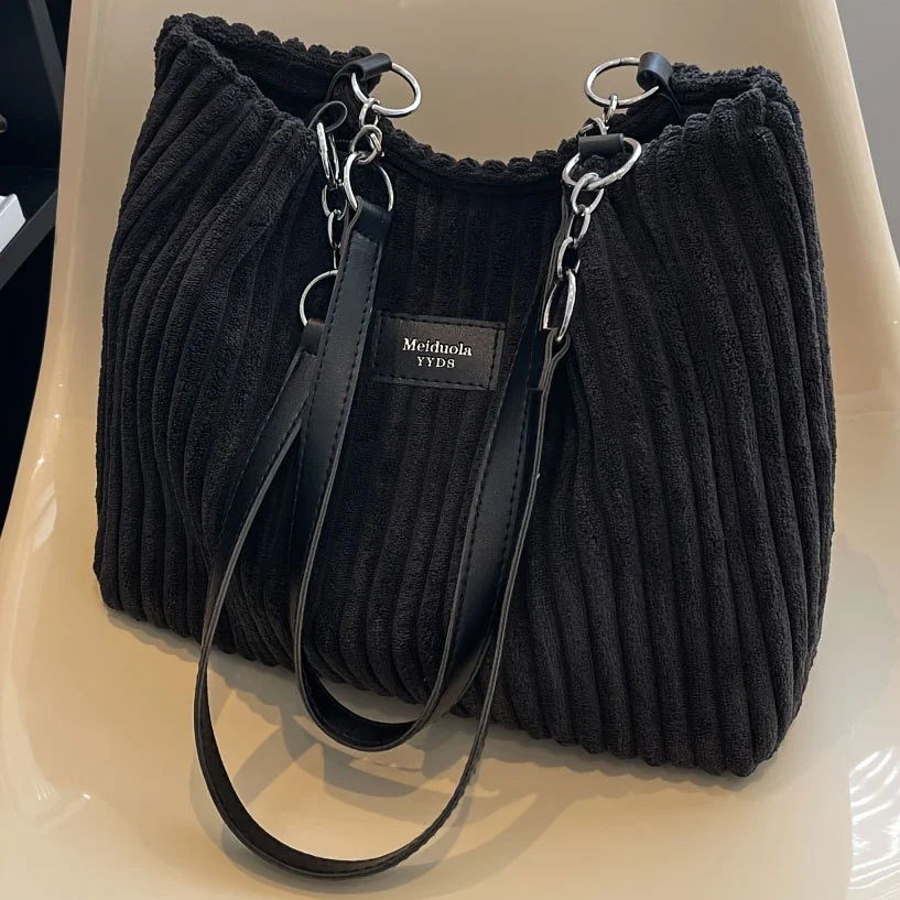 VIVA MUSE™ — SOLID COLOR SEXY CORDUROY TOTE SHOULDER BAG - Image 8