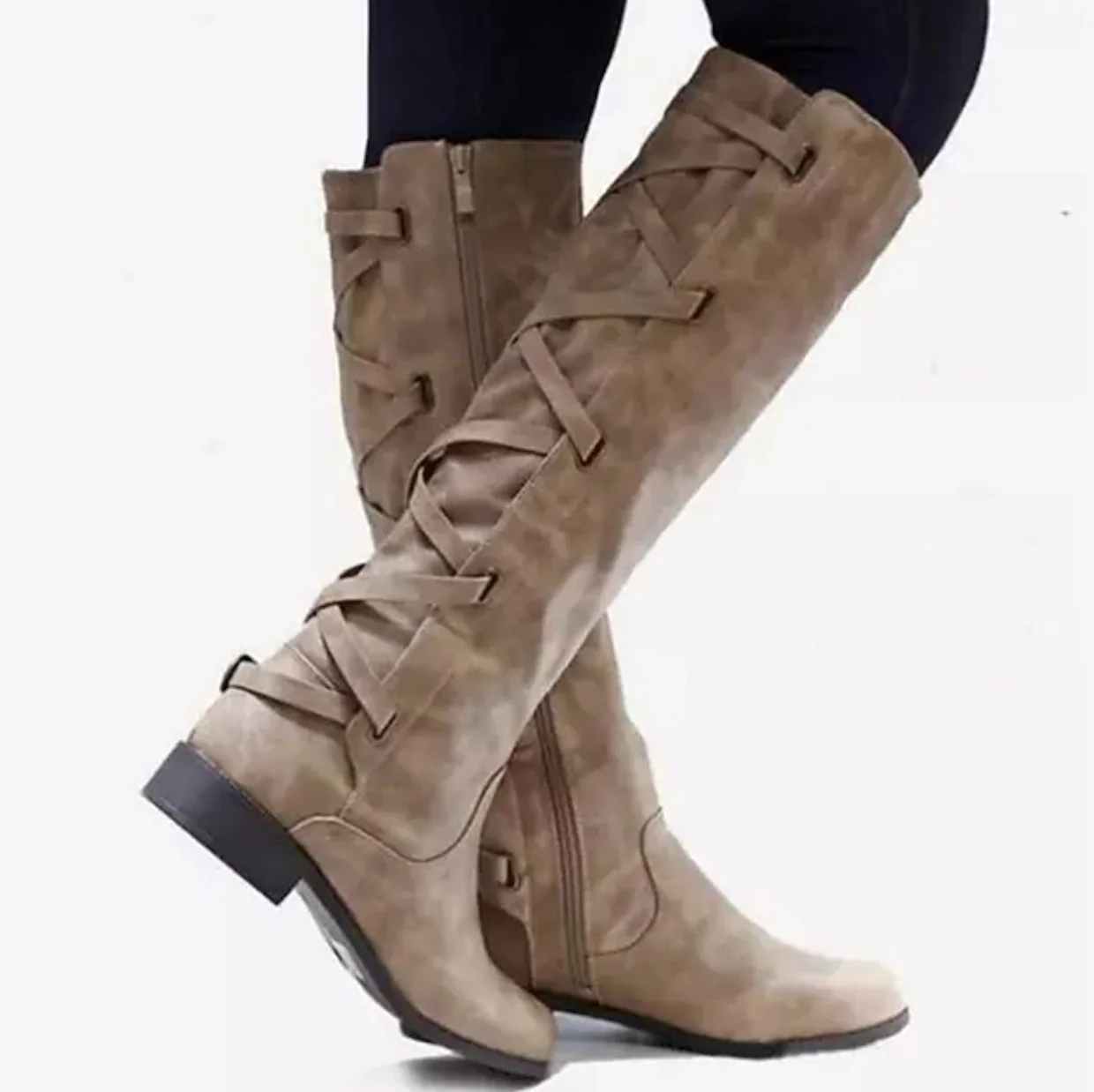 VIXEN™ WOMEN'S BUCKLE DETAIL MOTORCYCLE KNEE-HIGH BOOTS - Image 12
