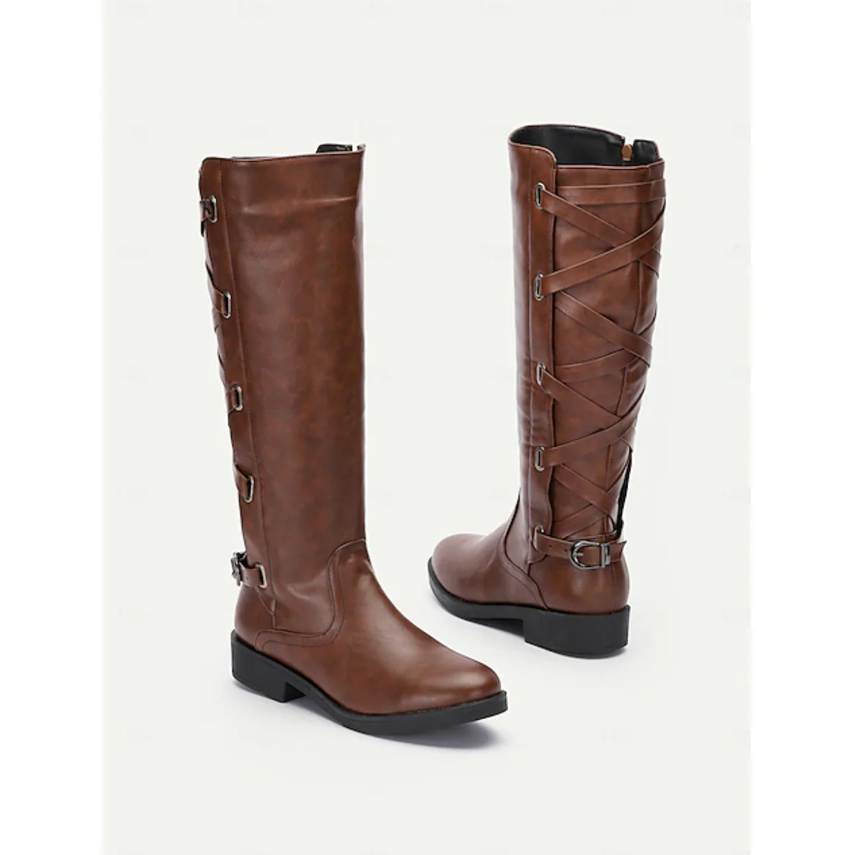 VIXEN™ WOMEN'S BUCKLE DETAIL MOTORCYCLE KNEE-HIGH BOOTS - Image 3