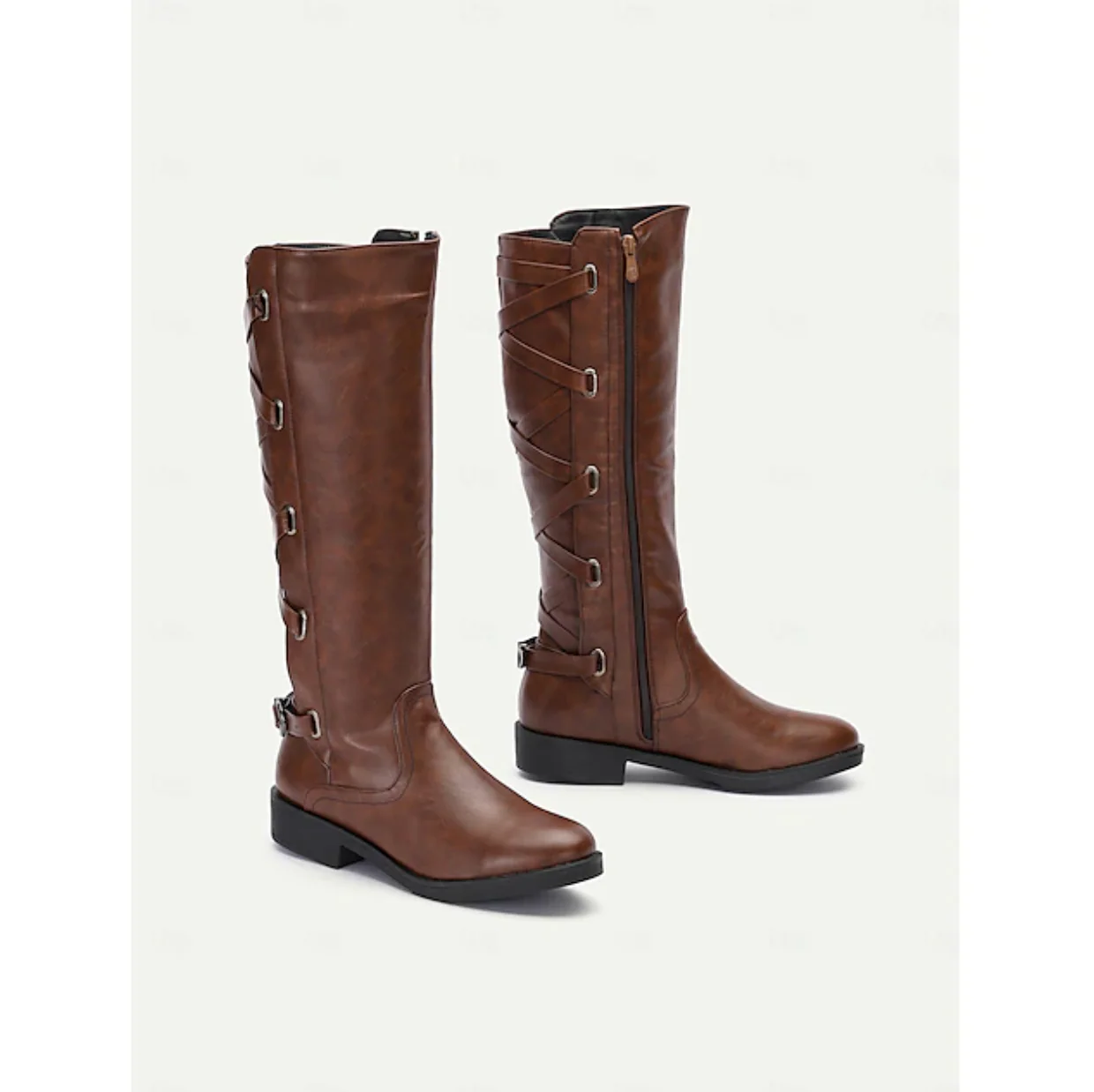 VIXEN™ WOMEN'S BUCKLE DETAIL MOTORCYCLE KNEE-HIGH BOOTS - Image 4