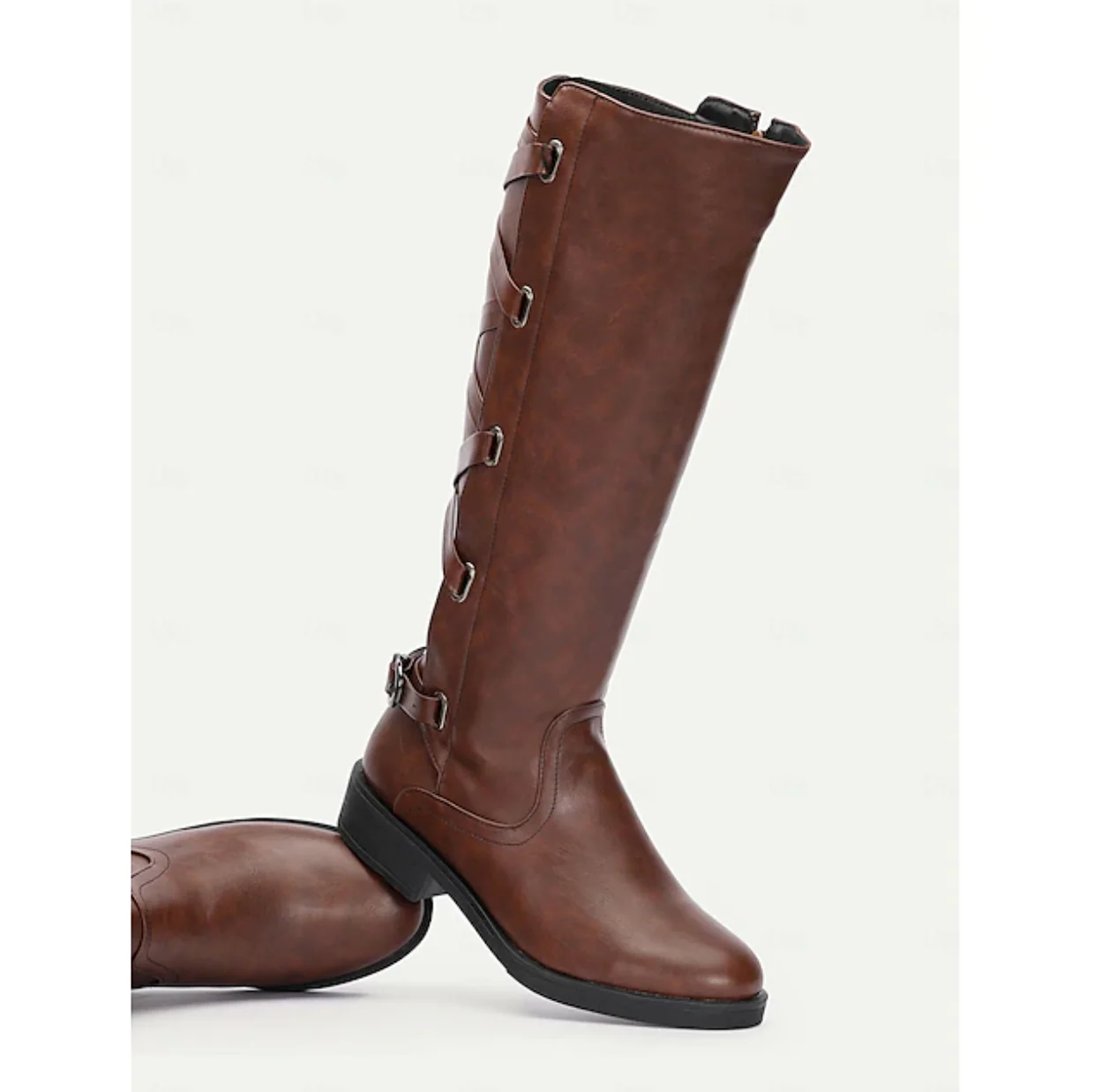 VIXEN™ WOMEN'S BUCKLE DETAIL MOTORCYCLE KNEE-HIGH BOOTS - Image 5