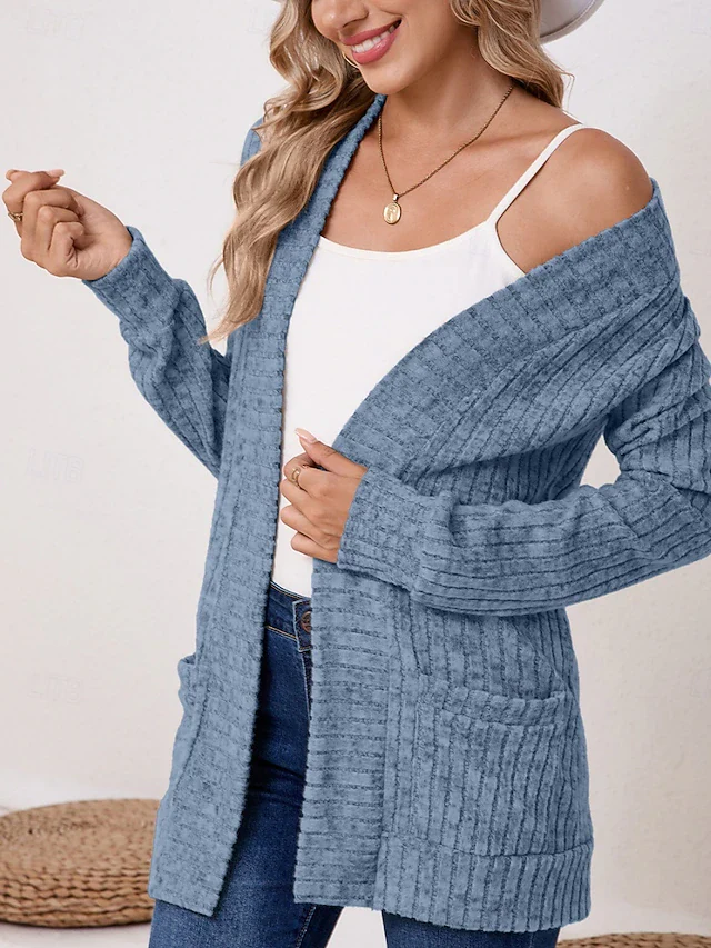 Women's Open Front Pocket Cardigan - Image 3